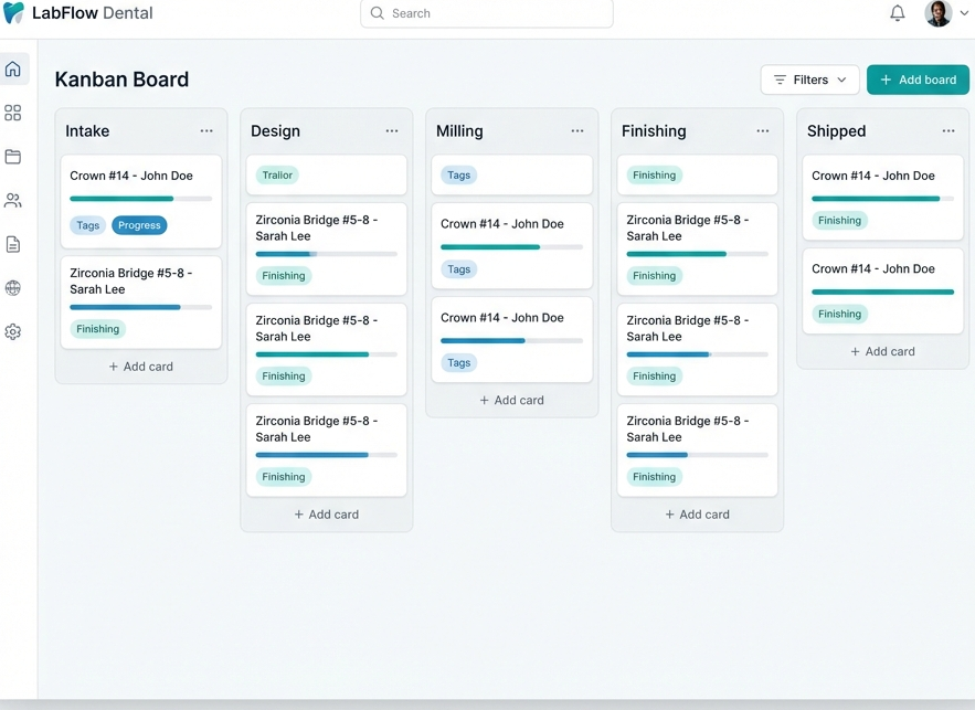 SimpleLabOS Modern Kanban Dashboard Interface